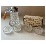 Fostoria Syrup Pitcher & Napkin Rings