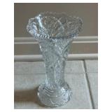 Saw Tooth Edged Pressed Glass Vase