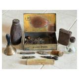 Metal Cigar Tin with Vintage Items