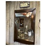 Woodframe Mirror & Hunting sign