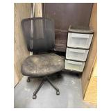 Office Chair and Plastic Drawers