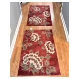Pair of Red Floral Rugs