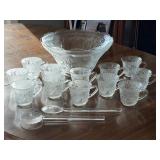 Carnation Glass Punch Bowl Set