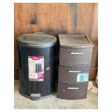 Waste Basket & 3 Drawer Organizing Bin