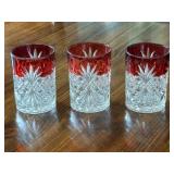 Ruby Red Crystal Whiskey Glasses