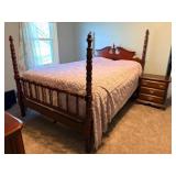Four-poster Spindle Bed with Pair of Sumter