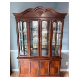Traditional Cherry Lighted China Cabinet