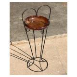 Vintage Floor Smoke Stand with Amber Glass Tray