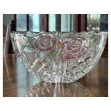 Anna Hutte Bleikristall Crystal Bowl with Rose