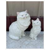 Vintage White Ceramic Persian Cat Statues