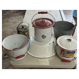 Enamelware Pots & Galvanized Bucket
