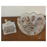 Hofbauer Byrdes Crystal Trinket Box & Bowl