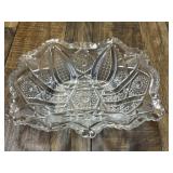 Pressed Glass Serving Bowl with Scalloped Edge