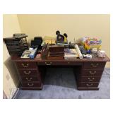 Wooden Executive Desk & Office Supplies