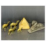 Egyptian Brass Camels - Sphinx - Stone Pyramid