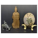 Chinese Wood Carved Figure - Word Map Decoupage -
