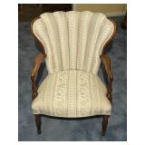 Antique French Provincial Channel Back Armchair