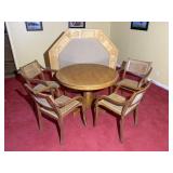 Oak Table W/ Felt Poker Table Top  & Chair Set