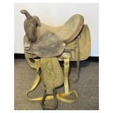 Vintage Canvas & Leather Military Style Saddle