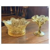 Fostoria Style Navarre Crown Gold Bowl & Fenton
