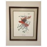 Framed Artwork 'Winter Cardinals' by Guy Coheleach