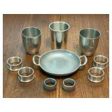Pewter Cups, Tray & Napkin Rings