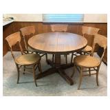Round Pedestal Dining Table with 5 Chairs
