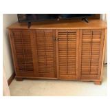 Wooden Media Cabinet with Louvered Shutter-Style
