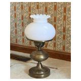 Brass Table Lamp with White Glass Globe Shade