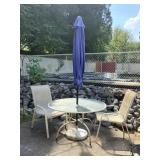 Patio Table, 2 Chairs & Umbrella
