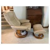 Leather Swivel Reclining Chair with Matching