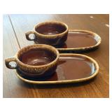 Hull Pottery Brown Drip Soup Mug & Tray Set