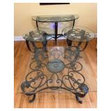 4 pc Glass top & Iron Table Set
