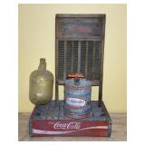 Coke Crate - Washboard - Galvanized Can