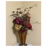 Metal Vase & Floral Arrangement