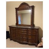 Ashley North Shore  Marble Top Dresser & Mirror