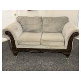 Plush Ornate Wood Framed Loveseat