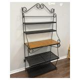 Wrought Iron & Wood Shelf Baker