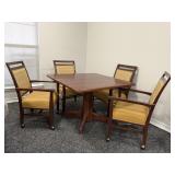 Quality Dor-Val Wooden Table & Rolling Chairs