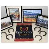 Kentucky Derby Photos - Horse shoes - Flag