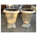2 Large Plastic Resin Planter Urns