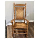 Turned Oak Woven Rocking Chair