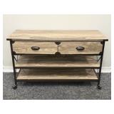 Rustic Industrial Style Rolling TV Stand
