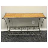 Metal Console Table w/ Woven Top