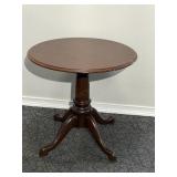 Cherry Finish Pedestal Side Table