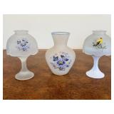 Satin Frosted Glass Candle Lamps & Vase