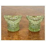 Green Glass Top Hat Toothpick Holders