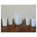 Anchor Hocking White Milk Glass Hobnail Pitcher &