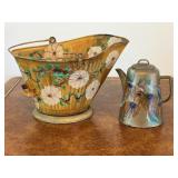 Hand-Painted Coal Bucket & Teapot