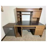 Computer Desk with Hutch & Side File Cabinet